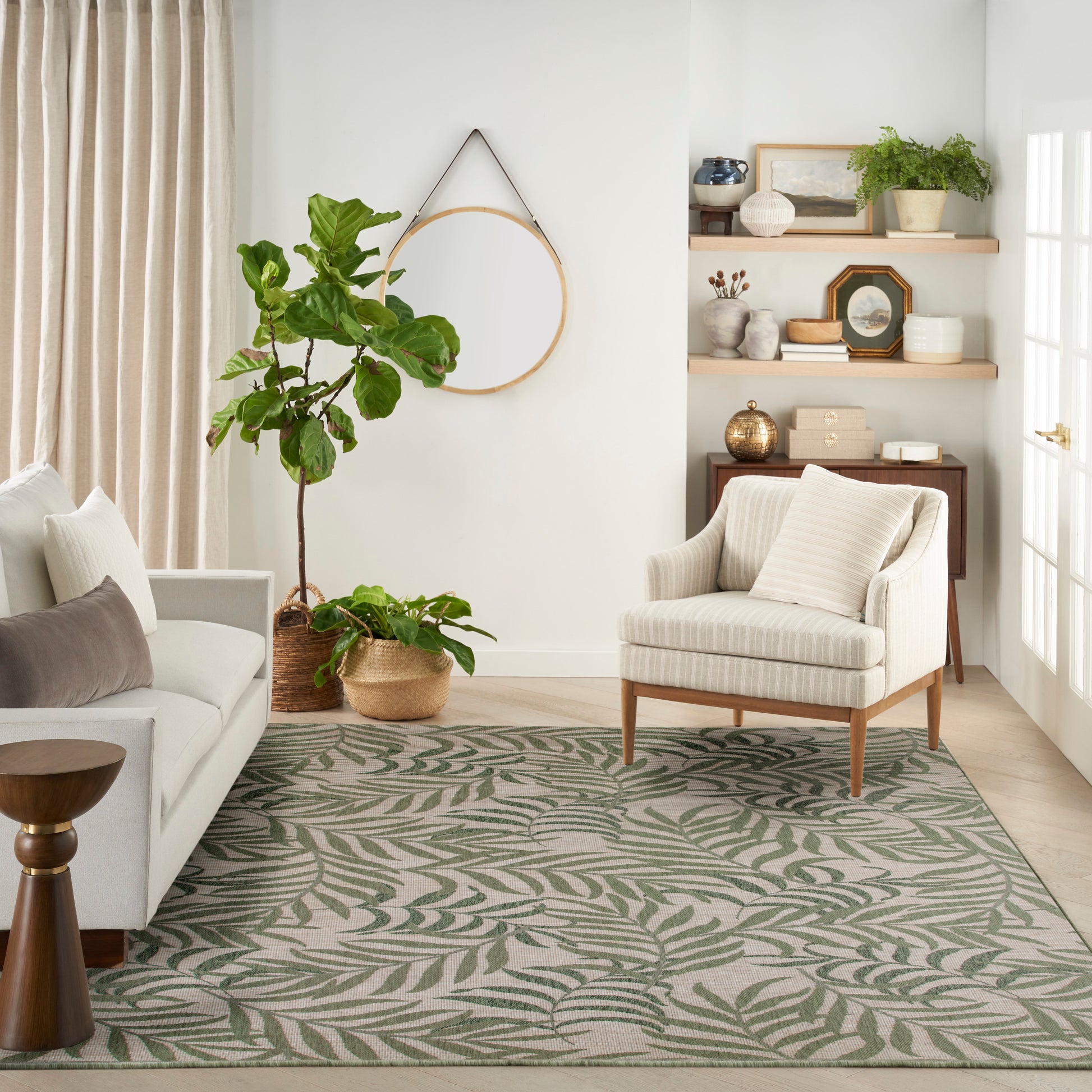 Nourison Home Garden Oasis  Ivory Green  Contemporary