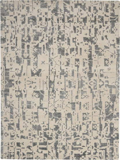 Nourison Home Silk Shadows SHA19 Ivory Grey Transitional Hand Knotted Rug