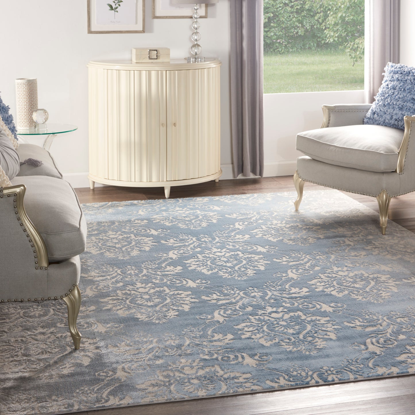 Nourison Home Elation  Ivory Blue  Traditional