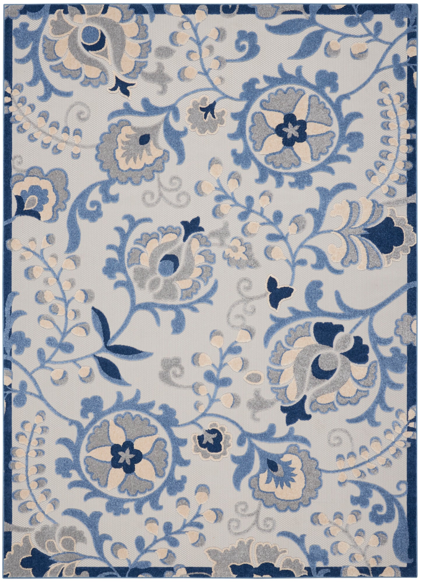 Nourison Home Aloha ALH17 Blue Grey Contemporary Power-loomed Rugs