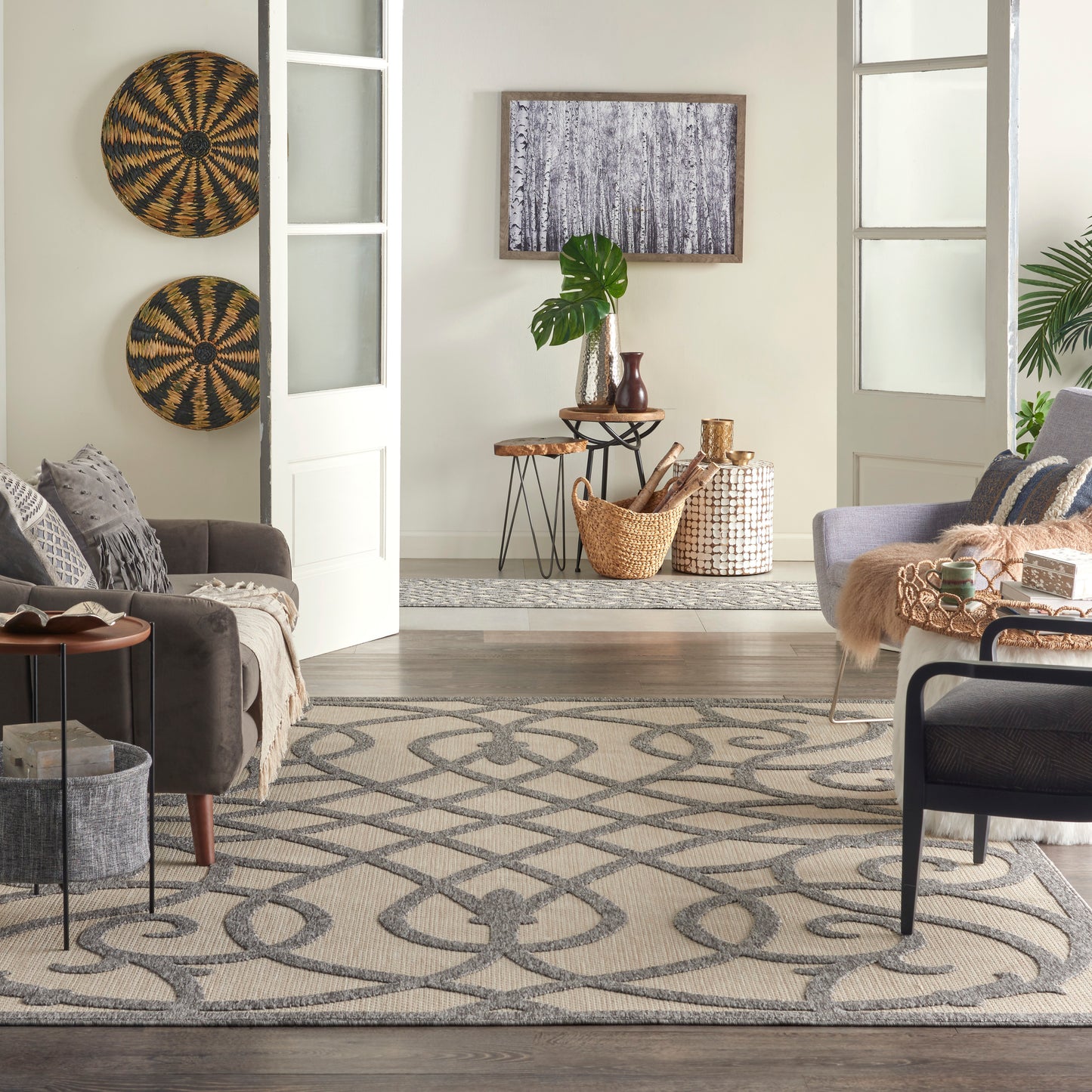 Nourison Home Cozumel  Cream Grey  Contemporary
