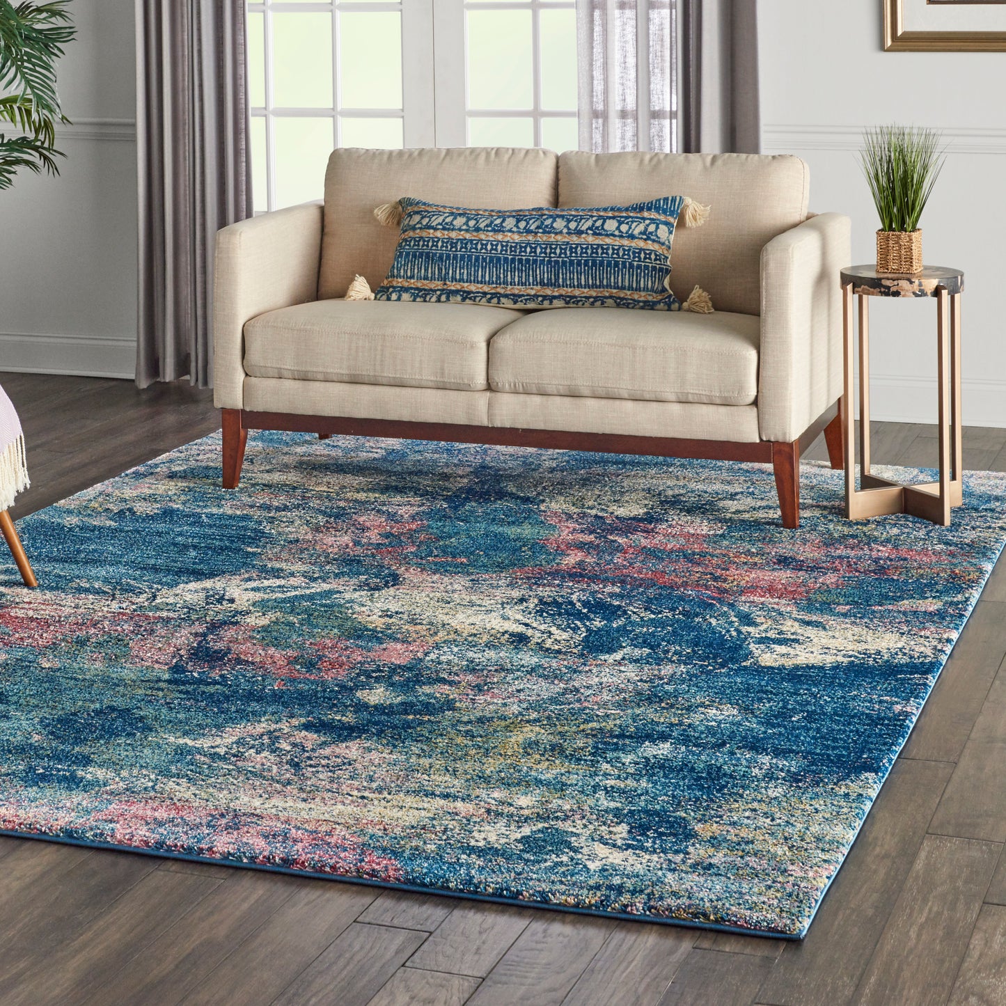 Nourison Home Fusion  Blue Multicolor  Contemporary