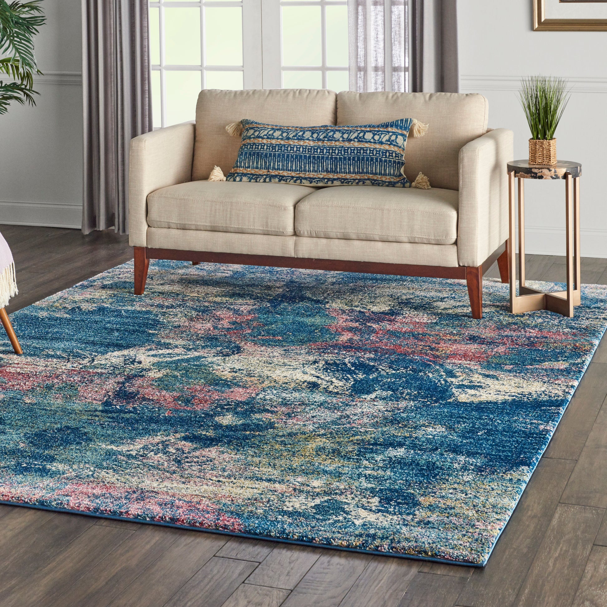 Nourison Home Fusion  Blue Multicolor  Contemporary