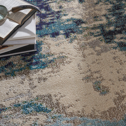 Nourison Home Celestial  Ivory Teal Blue  Contemporary