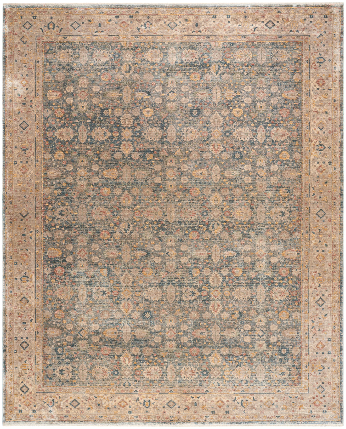 Nourison Home Luxurious LRS03 Ivory Blue Traditional Loom-woven Rug