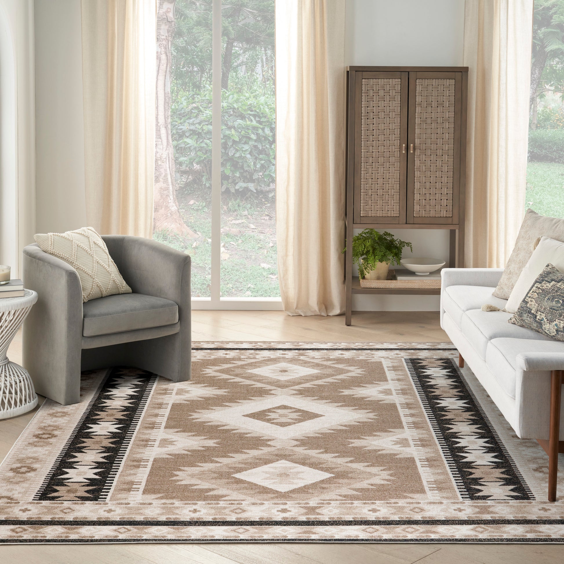 Nourison Home Washable Decor  Beige Black  Contemporary