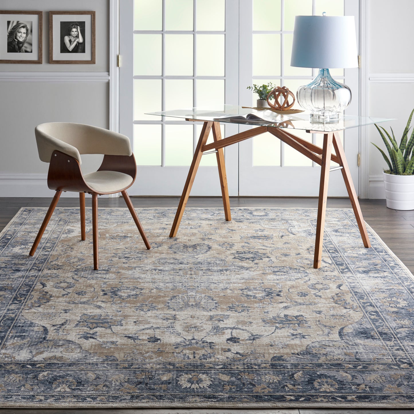 Nourison Home Malta  Blue Ivory  Traditional