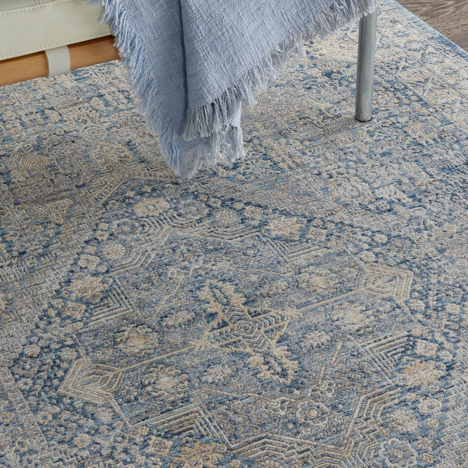 Nourison Home Lustrous Weave  Blue Ivory  