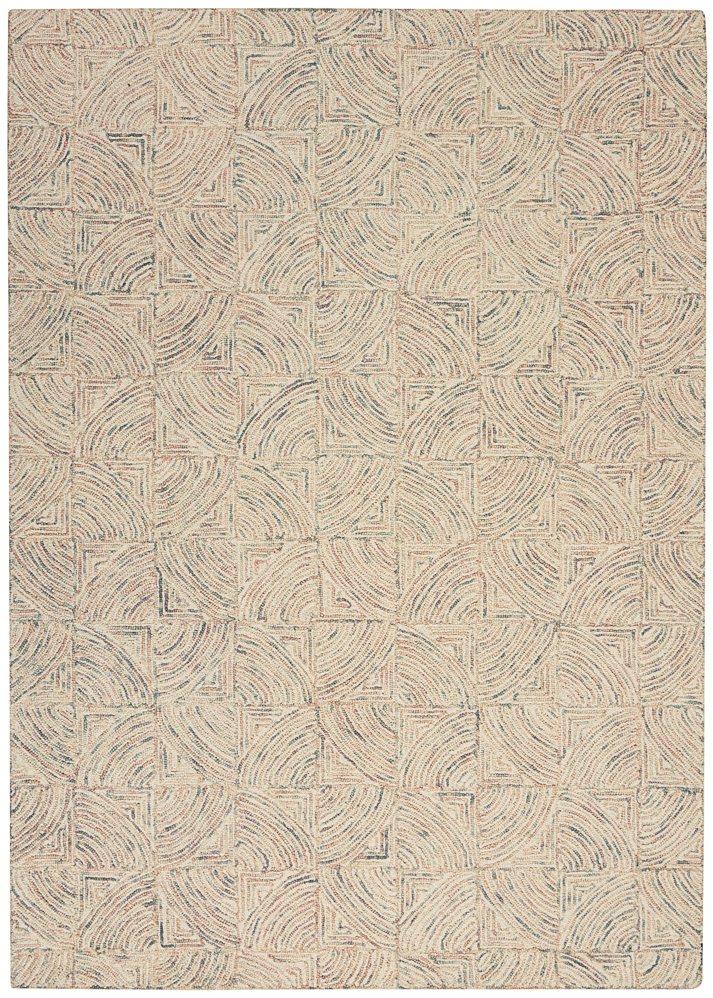 Nourison Home Interlock ITL05 Ivory Multicolor Contemporary Tufted Rug