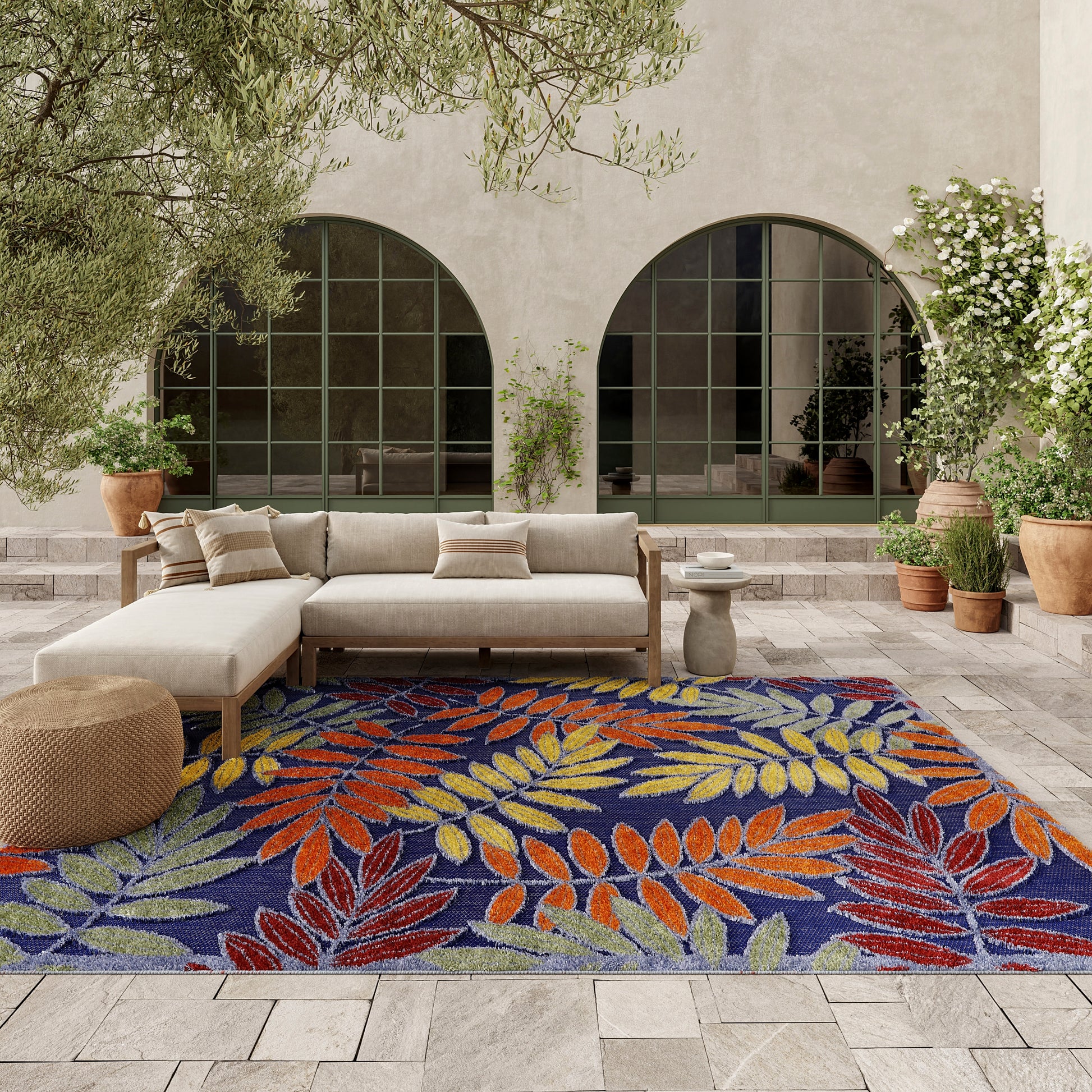 Nourison Home Aloha  Navy Multicolor  Contemporary