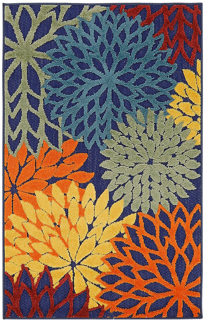 Nourison Home Aloha ALH05 Navy Multicolor Contemporary Power-loomed Rugs