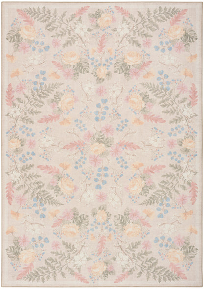 Nourison Home Botanical Washables BOT02 Beige Multicolor Contemporary Machine Woven Rug