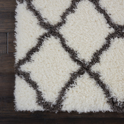 Nourison Home Luxe Shag  Ivory Charcoal  Contemporary