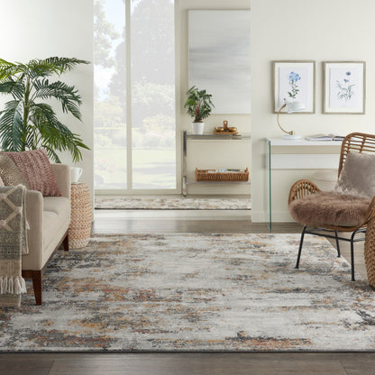 Nourison Home Tangra  Grey Multicolor  Contemporary