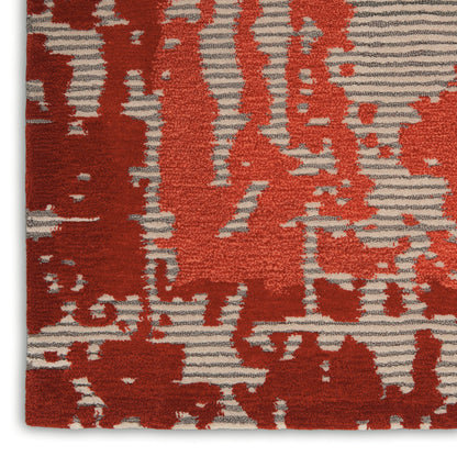 Nourison Home Symmetry  Beige Red  Contemporary