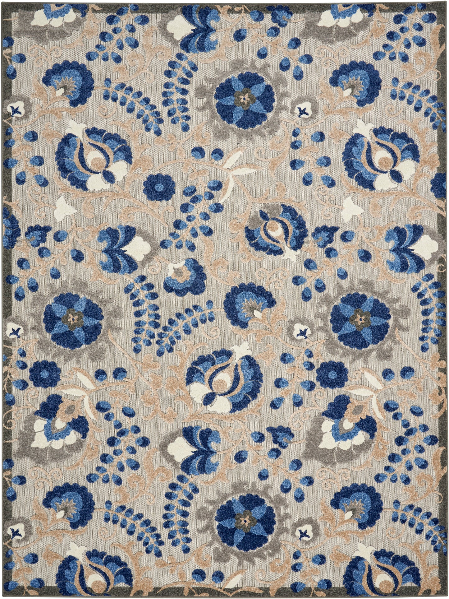 Nourison Home Aloha ALH17 Natural Blue Contemporary Power-loomed Rugs