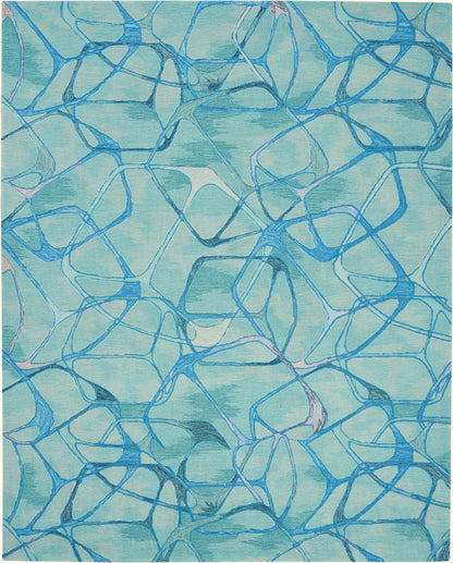 Nourison Home Symmetry SMM05 Aqua Blue Contemporary Tufted Rug