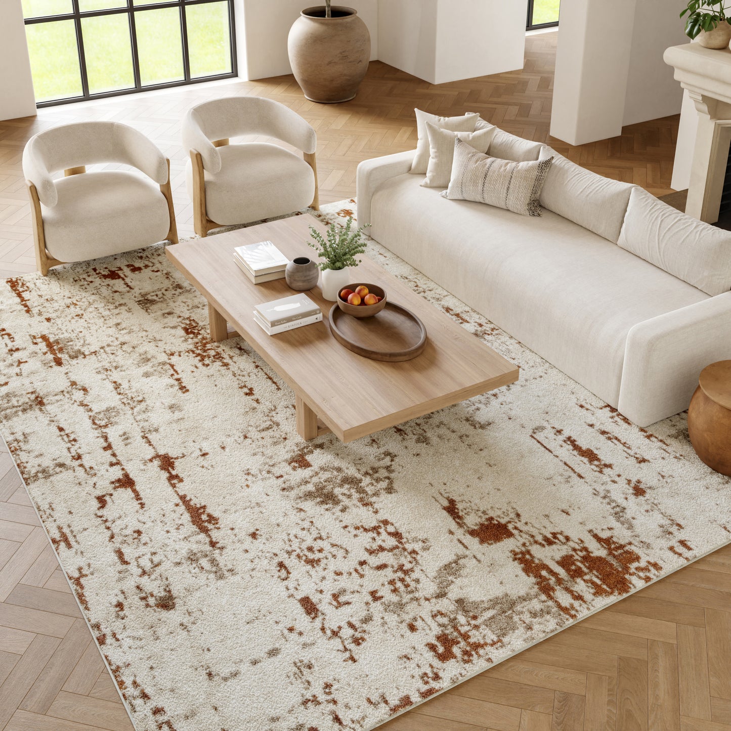 Nourison Home Quarry  Ivory Rust  Contemporary