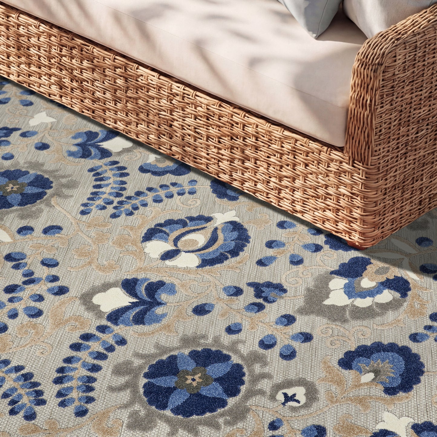 Nourison Home Aloha  Natural Blue  Contemporary