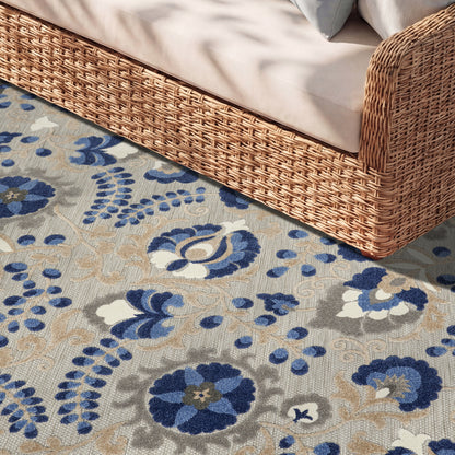 Nourison Home Aloha  Natural Blue  Contemporary