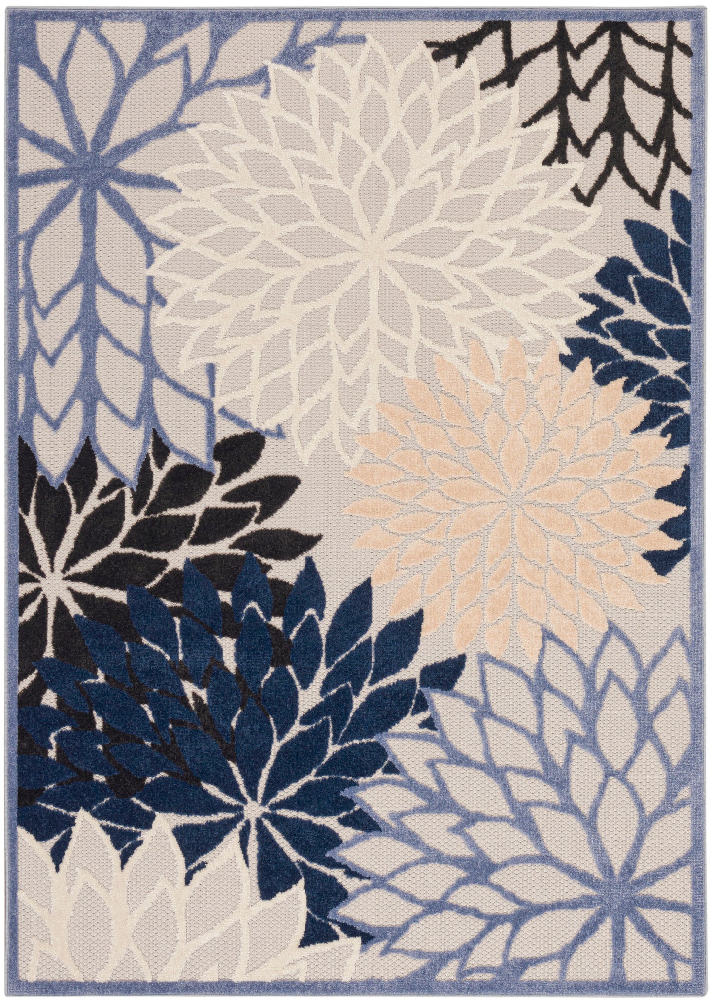 Nourison Home Aloha ALH05 Blue Multicolor Contemporary Power-loomed Rugs