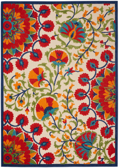 Nourison Home Aloha ALH20 Red Multicolor Contemporary Power-loomed Rugs