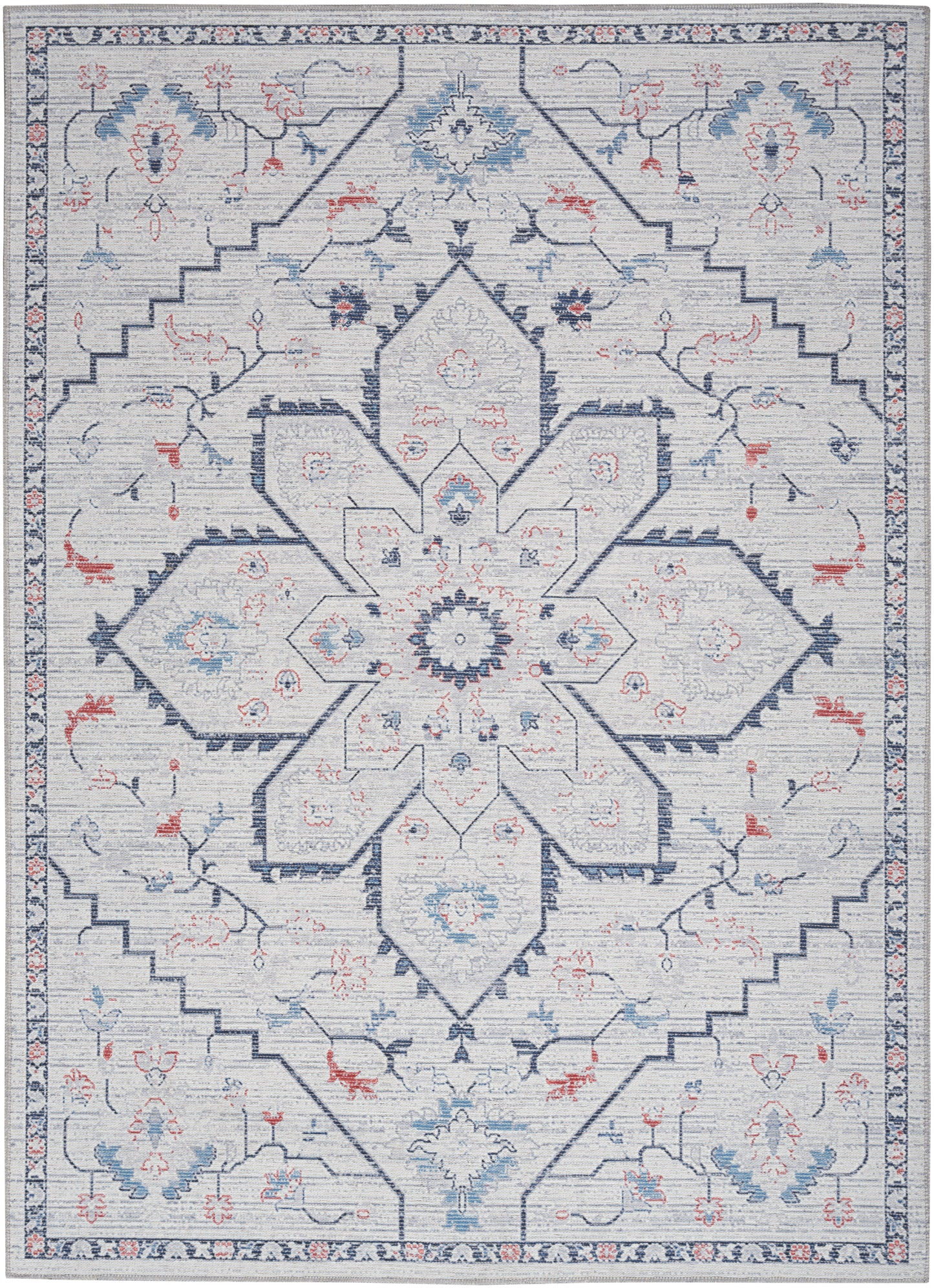 Nourison Home New Concept Washables SR110 Ivory Blue Contemporary Machine Woven Rug