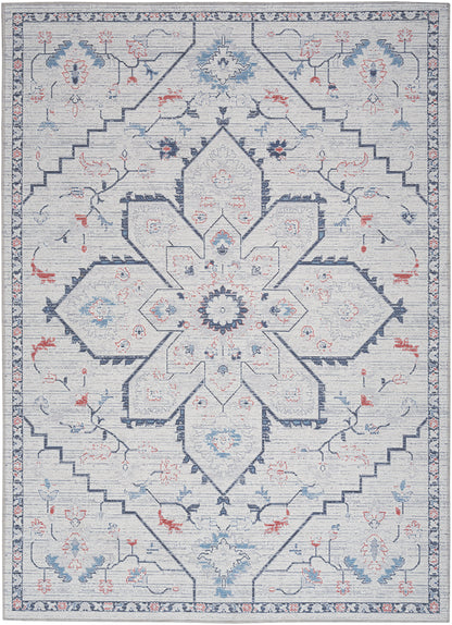 Nourison Home New Concept Washables SR110 Ivory Blue Contemporary Machine Woven Rug