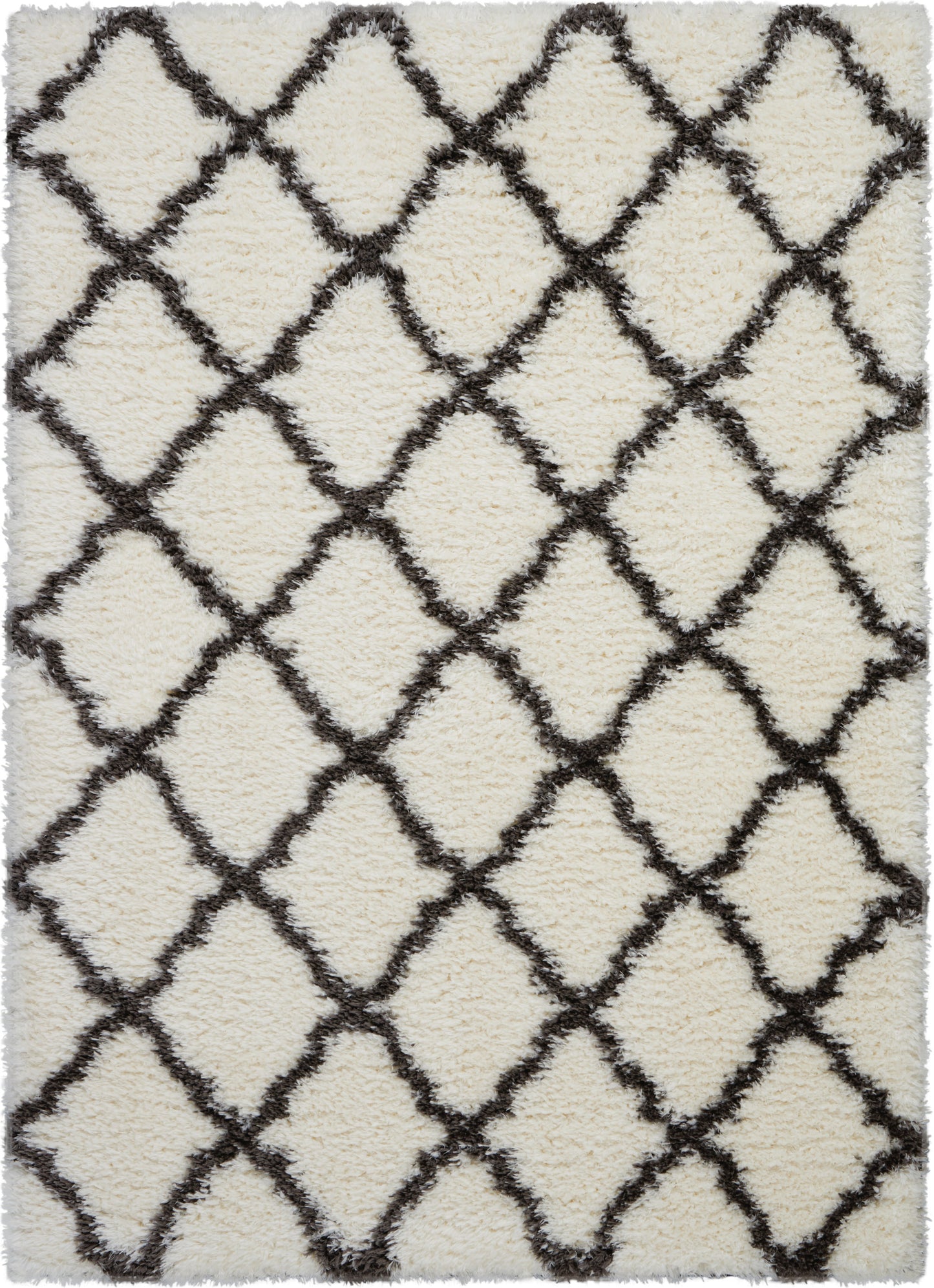 Nourison Home Luxe Shag LXS02 Ivory Charcoal Contemporary Power-loomed Rug