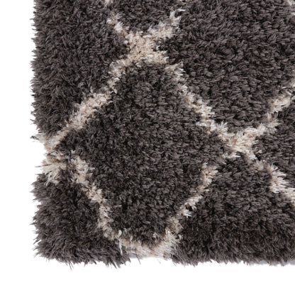 Nourison Home Luxe Shag  Charcoal Beige  Contemporary