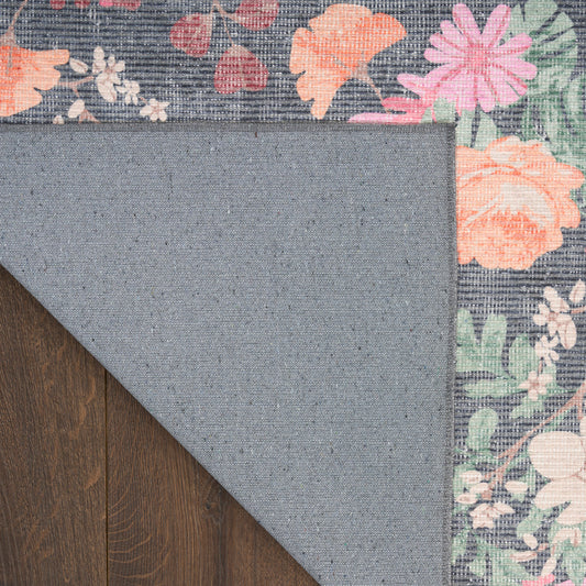 Nourison Home Botanical Washables  Charcoal Multicolor  Contemporary