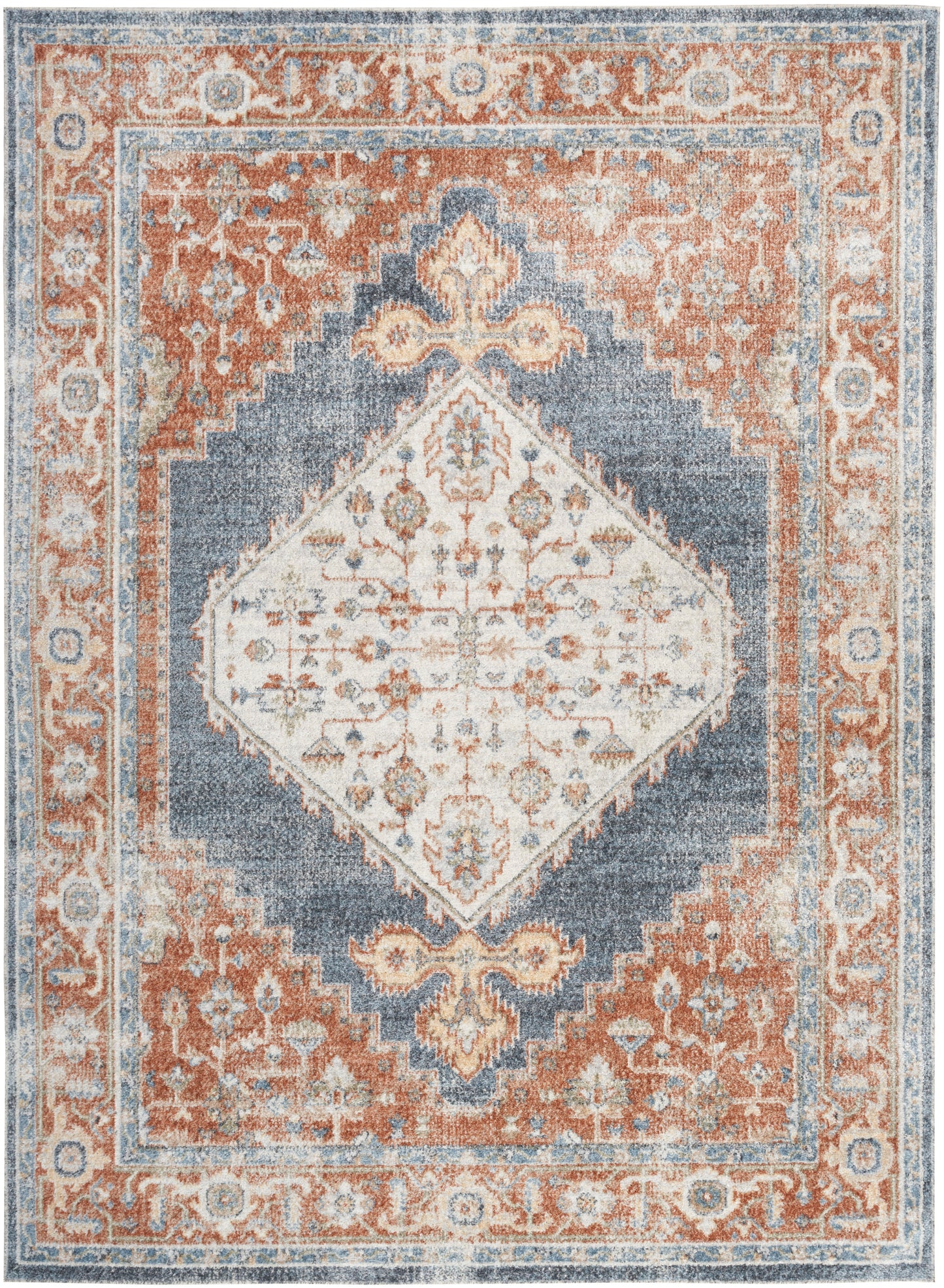 Nourison Home Astra Machine Washable ASW11 Denim Multicolor Traditional Power-loomed Rug
