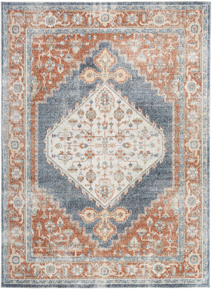Nourison Home Astra Machine Washable ASW11 Denim Multicolor Traditional Power-loomed Rug