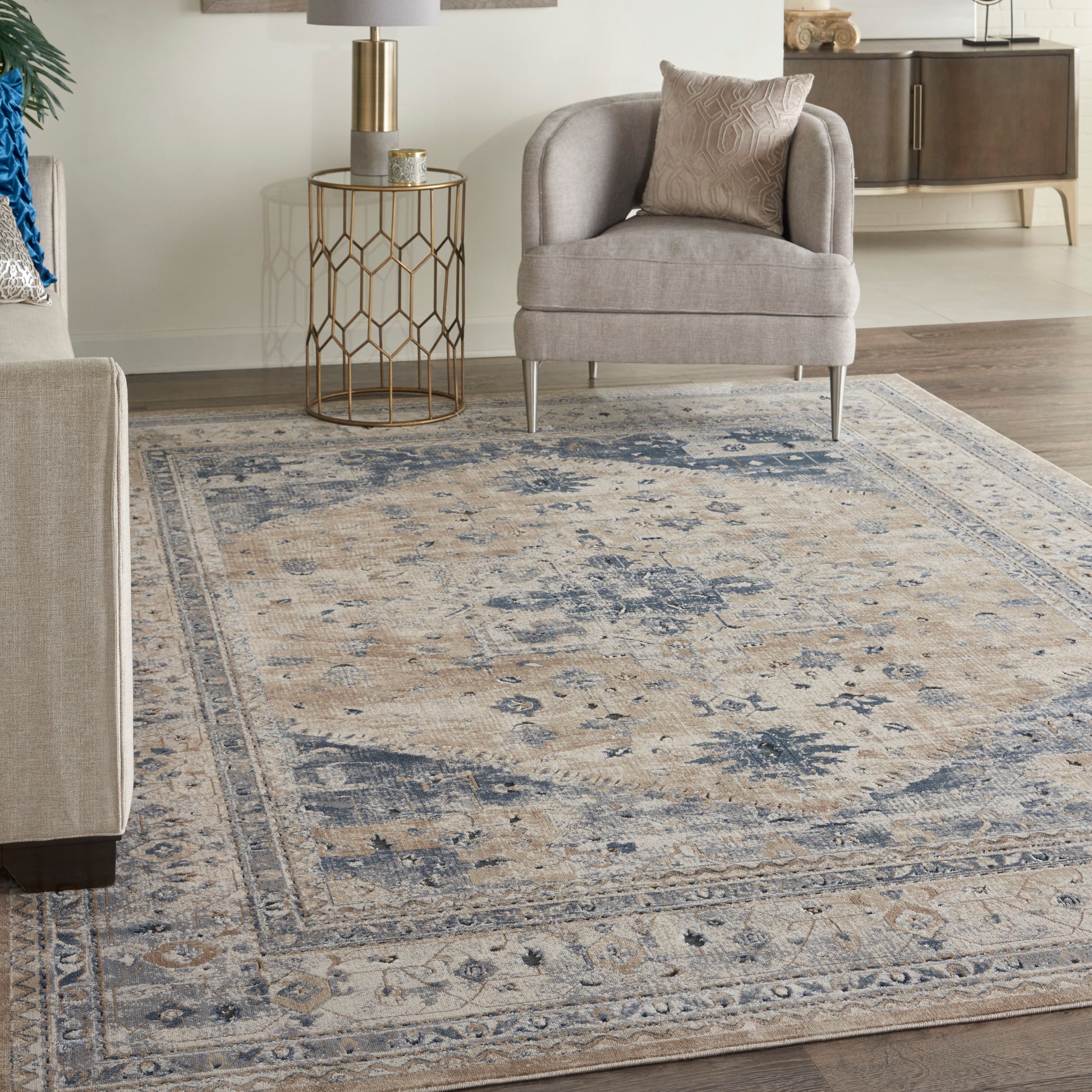 Nourison Home Malta  Beige Blue  Traditional