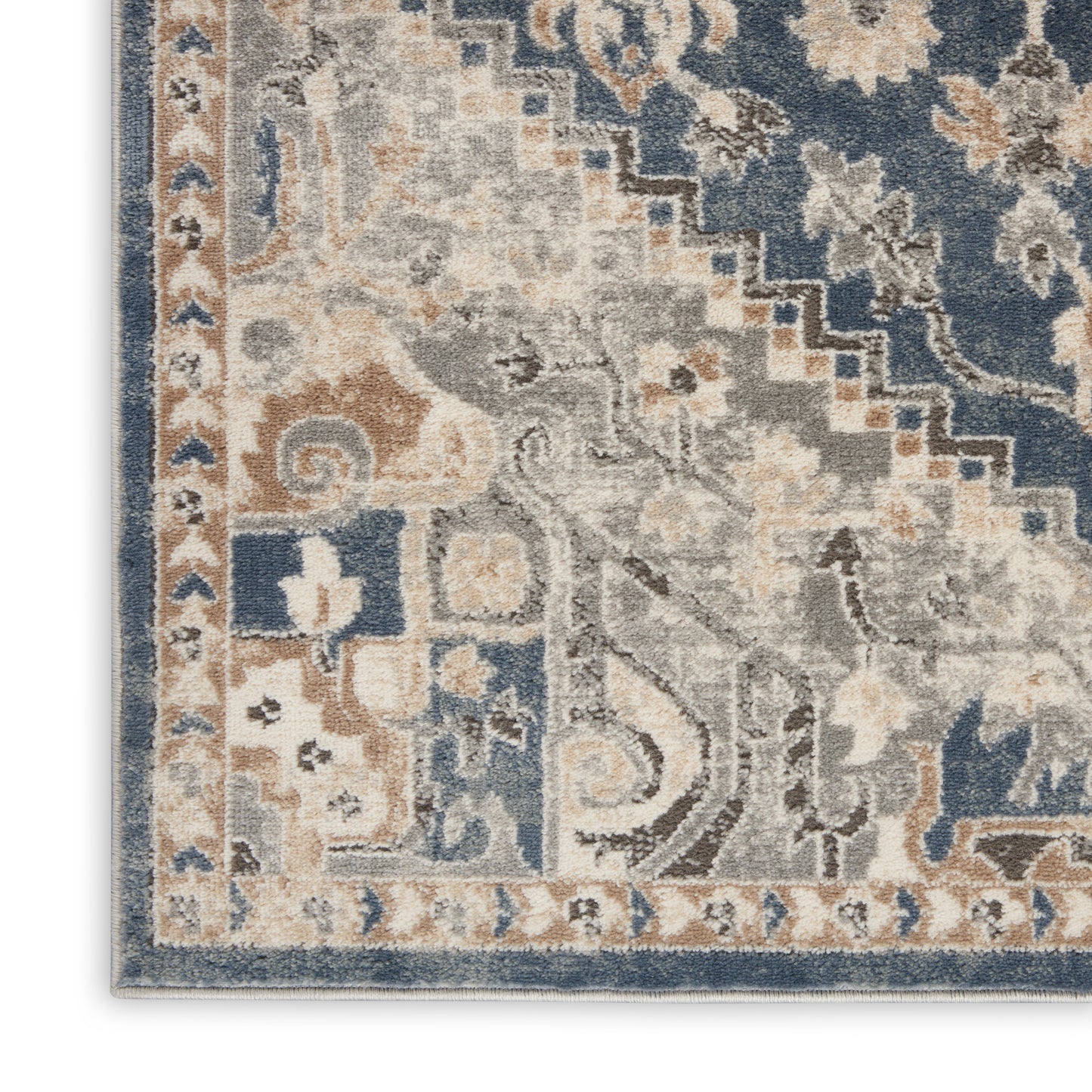 Nourison Home Quarry  Ivory Blue  Traditional