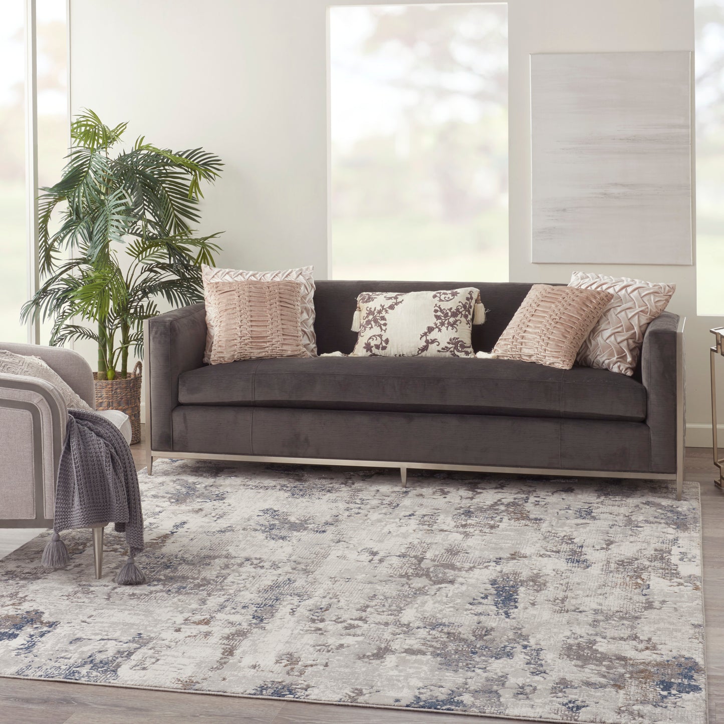 Nourison Home Royal Terrace  White Blue  Contemporary