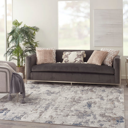 Nourison Home Royal Terrace  White Blue  Contemporary