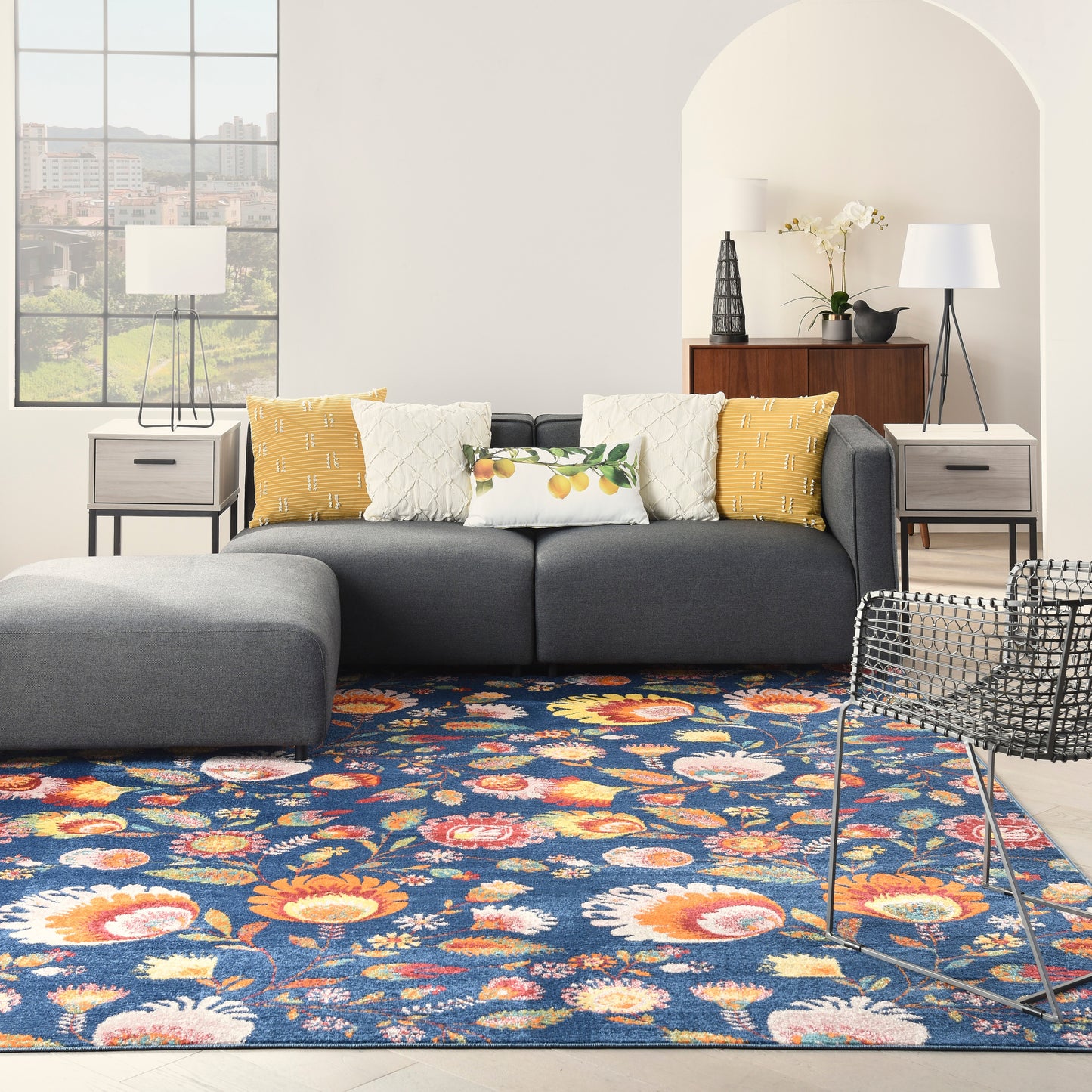 Nourison Home Allur  Navy Multicolor  Contemporary