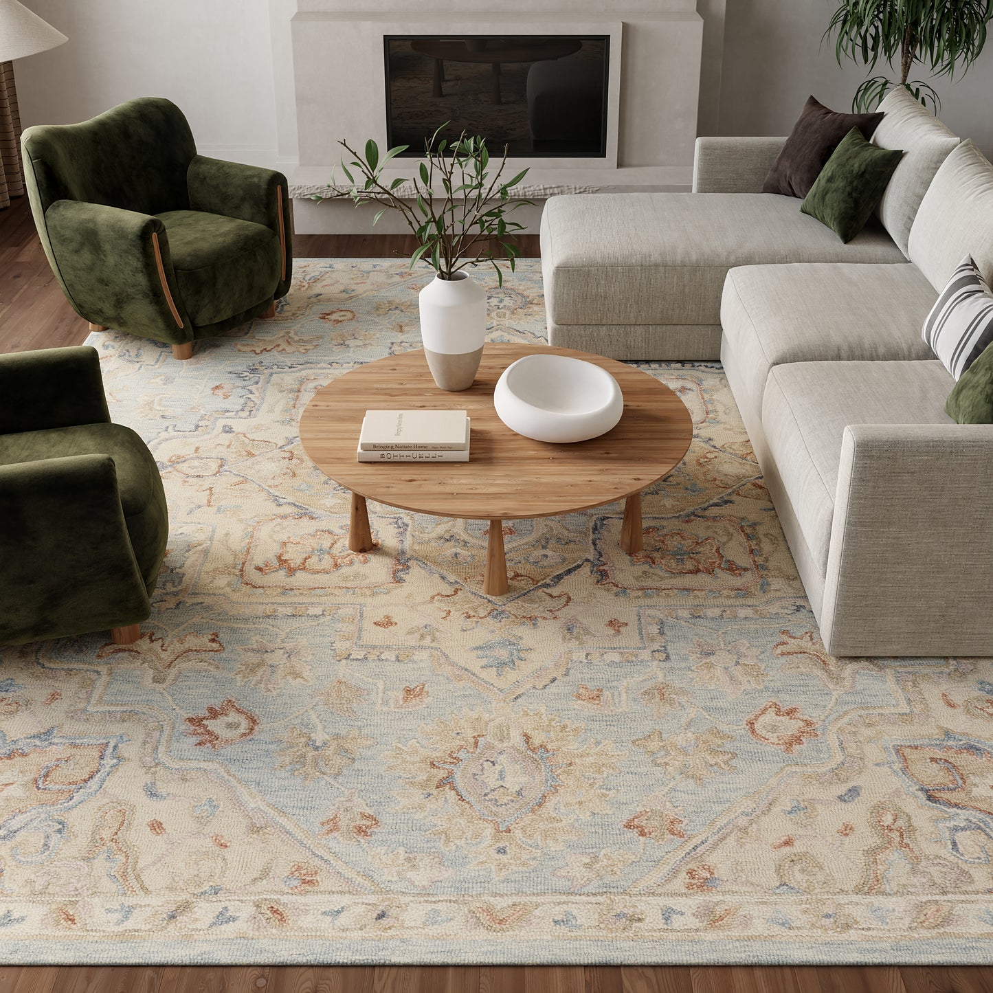 Nourison Home Maison  Light Blue Ivory  Traditional