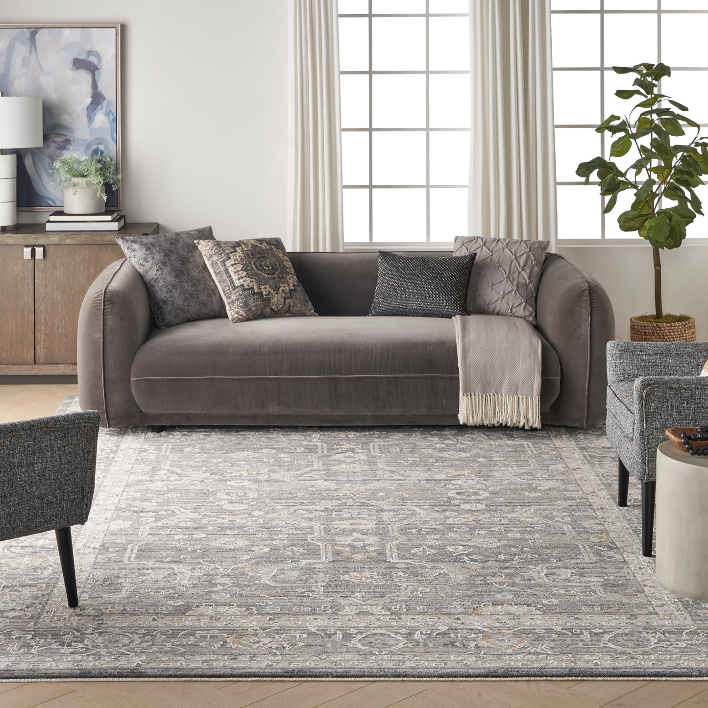 Nourison Home Lynx  Slate Multicolor  Transitional