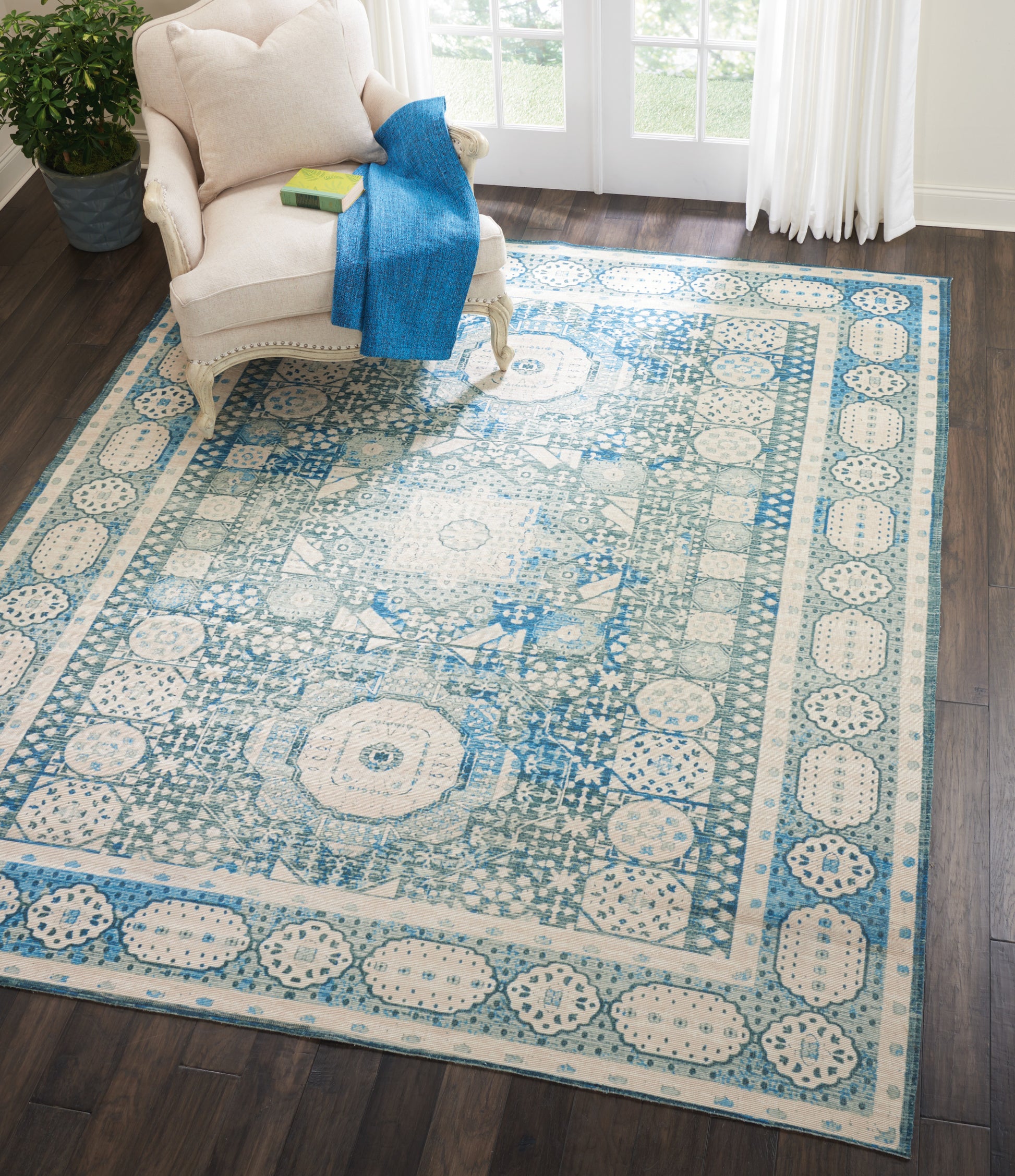 Nourison Home Madera  Teal  Transitional