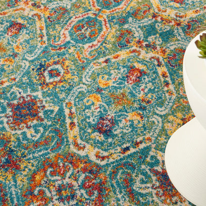 Nourison Home Allur  Turquoise Multicolor  Transitional
