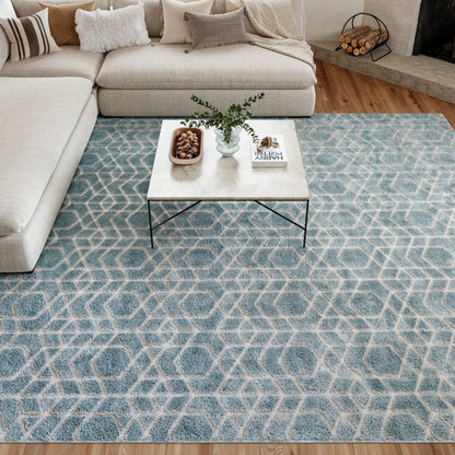 Nourison Home Washable Charm  Blue Ivory  Contemporary