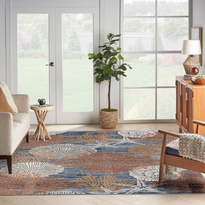 Nourison Home Seaside  Blue Multicolor  Contemporary