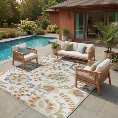 Nourison Home Aloha  Ivory Blue  Contemporary