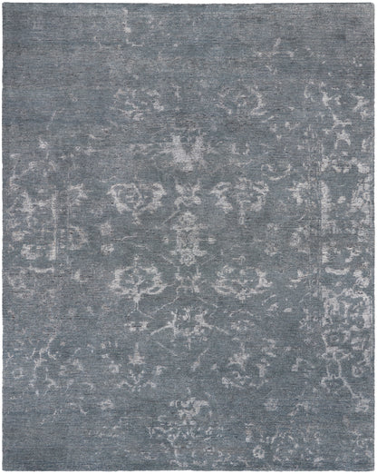 Nourison Home Silk Shadows SHA15 Blue Stone Transitional Knotted Rug