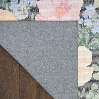 Nourison Home Botanical Washables  Charcoal Multicolor  Contemporary