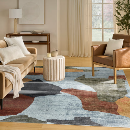 Nourison Home Nordic  Blue Multicolor  Contemporary
