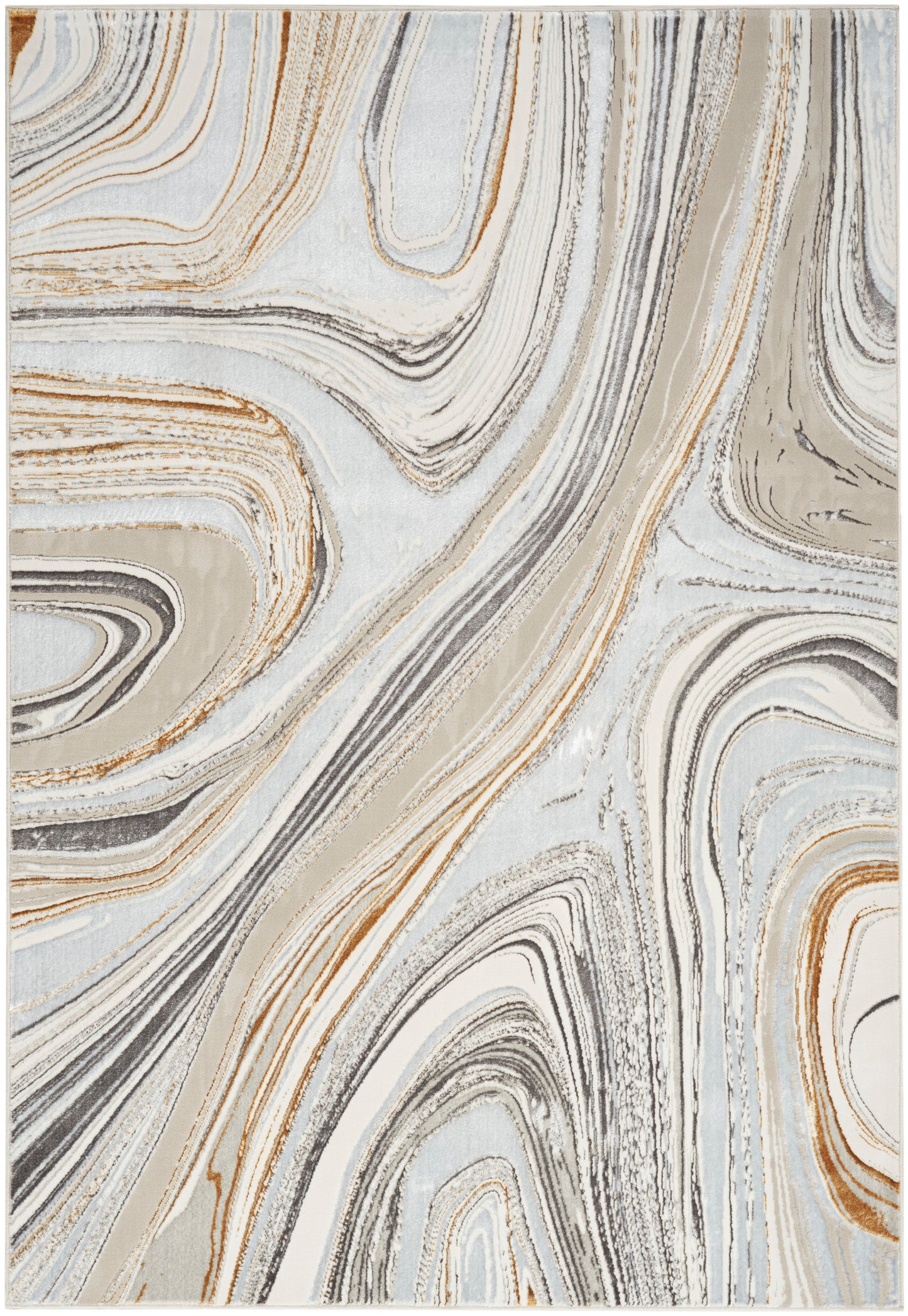 Nourison Home Glitz GLZ21 Grey Gold Contemporary Power-loomed Rug