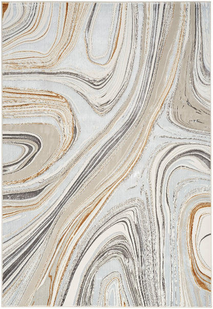 Nourison Home Glitz GLZ21 Grey Gold Contemporary Power-loomed Rug